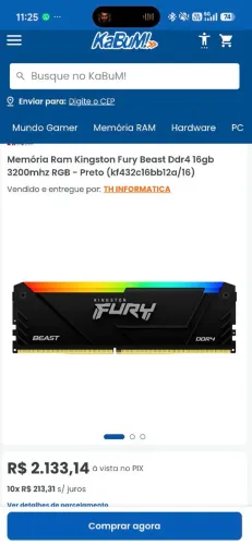 16 GB RAM DA FURY MEMORIA RAM RGB 3200MHZ