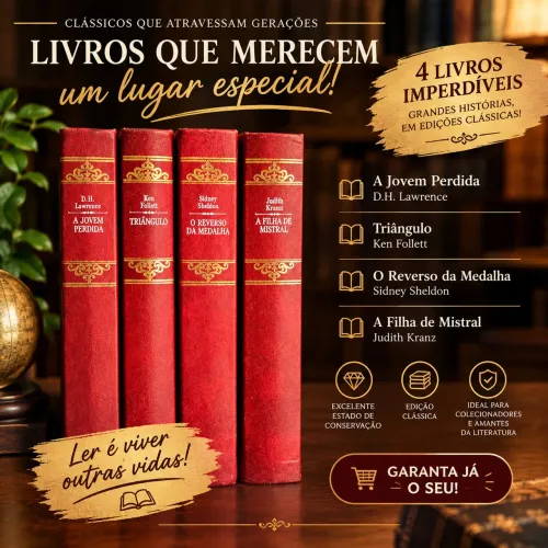 Lote de 4 livros antigos Círculo do Livro - capa dura vermelha ornamentada