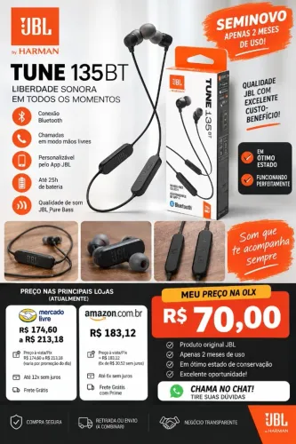 Fone de Ouvido - JBL Tune 135bt (SEMINOVO)