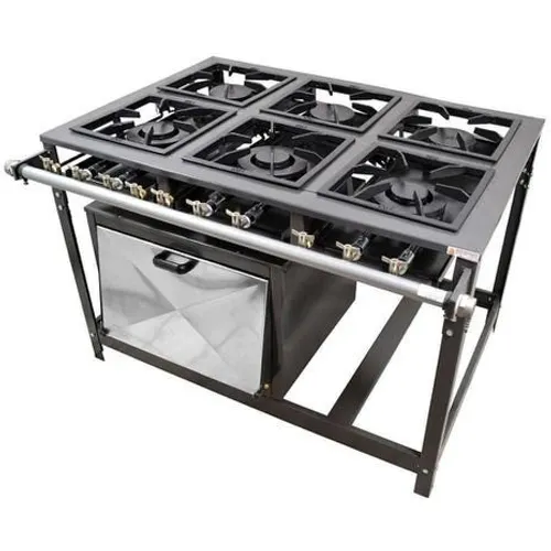 Fogão 6 bocas 3duplas 3simples c/ forno Cristal aço