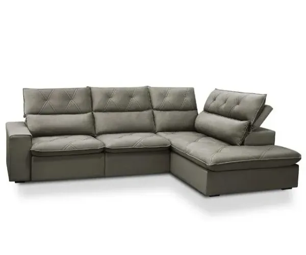 Sofá 3 Lugares Com Chaise Veludo 2,58m Fazemos Entrega Promoçao
