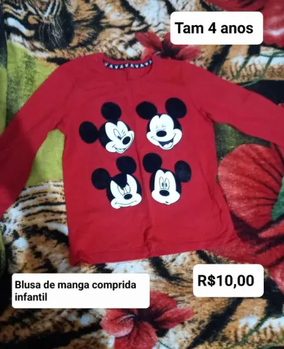 Blusa Infantil Mickey Manga Comprida - Tam 4 Anos