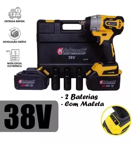 Parafusadeira de Impacto 38V com 2 Baterias e Maleta - Nakasaki