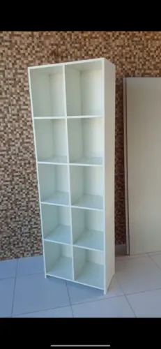 Estante multiuso em MDF branco, 6 prateleiras.