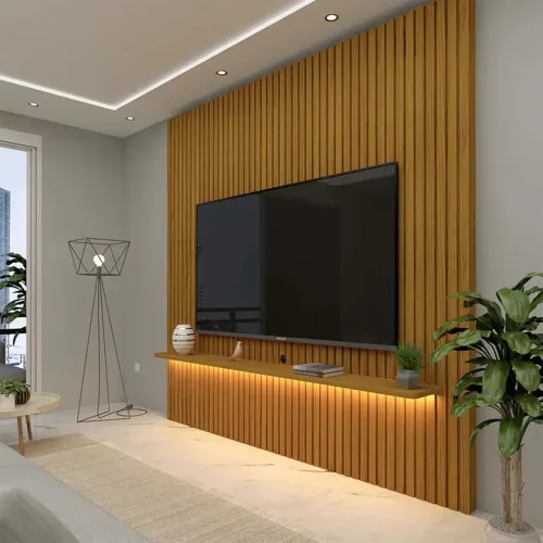 Painel Ripado 100% MDF C/LED Larg. 1.85m TV até 75? rf443
