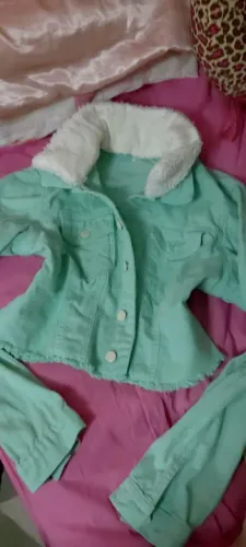 jaqueta jeans verde acqua grl pwr