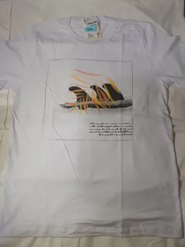 Camiseta Branca com Etiqueta Rovitex 100% algodão - Moda Sustentável - Tamanho M 