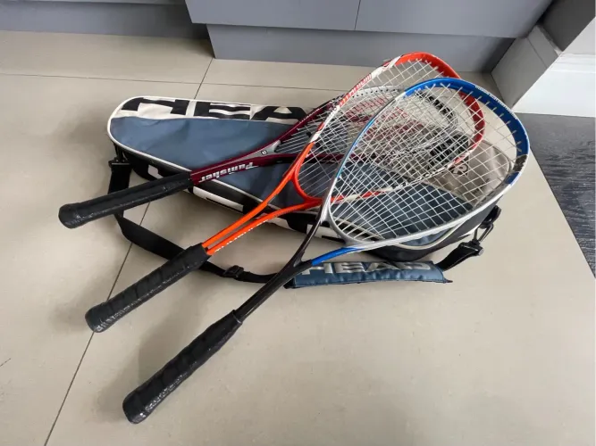 Bolsa Head e 3 raquetes de Squash (Head, Wilson e Dunlop)