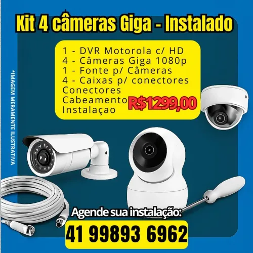 Kit 4 Câmeras Giga 1080p Instalado