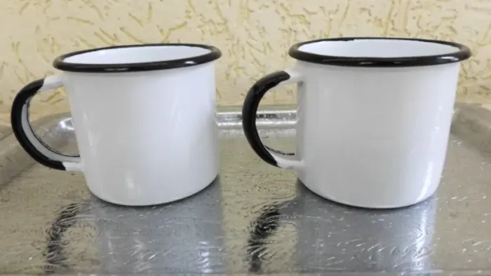 PAR CANECA ESMALTADA AGATA ( Xicara Café)