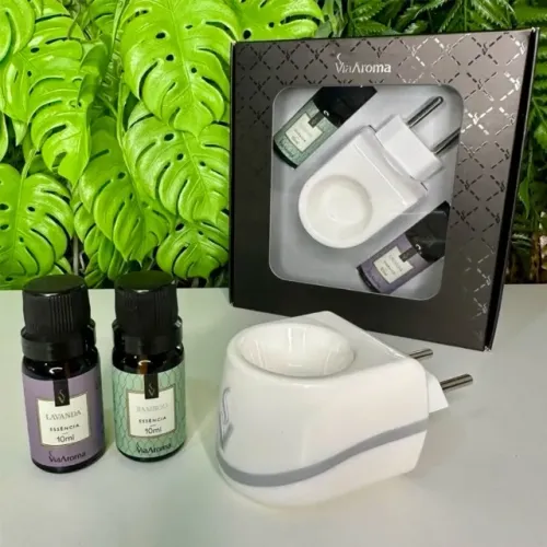 Kit Aromatizador Via Aroma + 2 Essencias (Lavanda/ Bamboo)