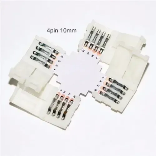 Emenda Fita led Rgb Em X Conector X Emenda Rápida 10mm 4 Vias Fita Led Rgb 5050