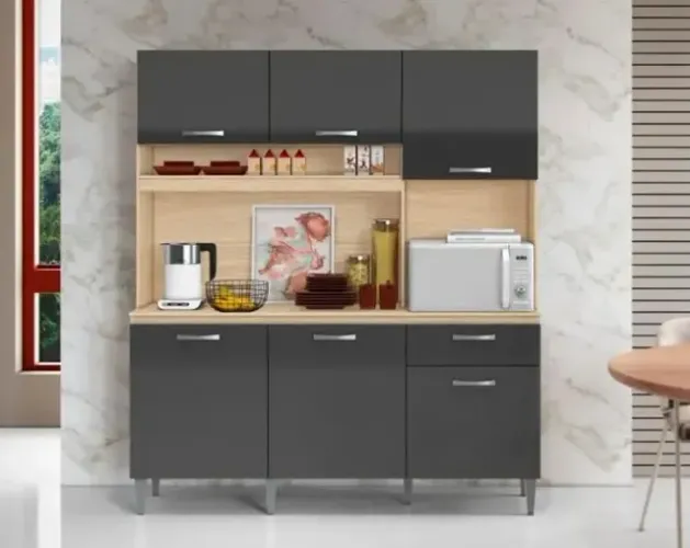Armário de Cozinha Compacta 6 Portas 1 Gaveta