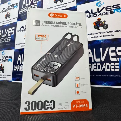 Carregador Portátil turbo 30000mAh Com cabos embutidos