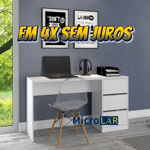 Escrivaninha 3 Gavetas LT 4x Sem Juros - 12 Meses de Garantia