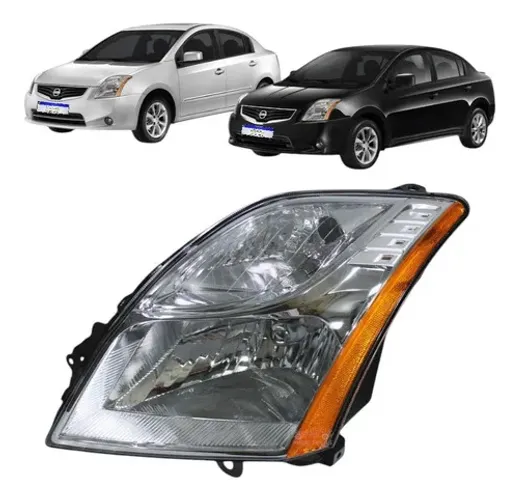Farol Nissan Sentra Cromado Com Ambar 2010 2011 2012 2013 Le Esquerdo/motorista