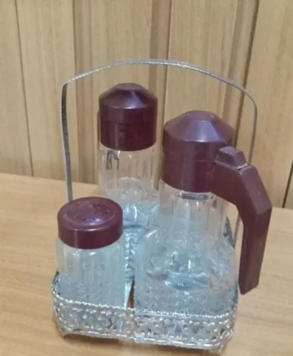 Conjunto de Garrafas para Temperos em Vidro com Suporte