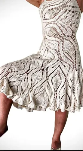 Vestido artesanal Crochê Casamento/ Versátil nude
