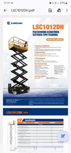 PLATAFORMA ELEVATÓRIA ELÉTRICA LSC1012DH  TIPO TESOURA ALTURA 12 METROS