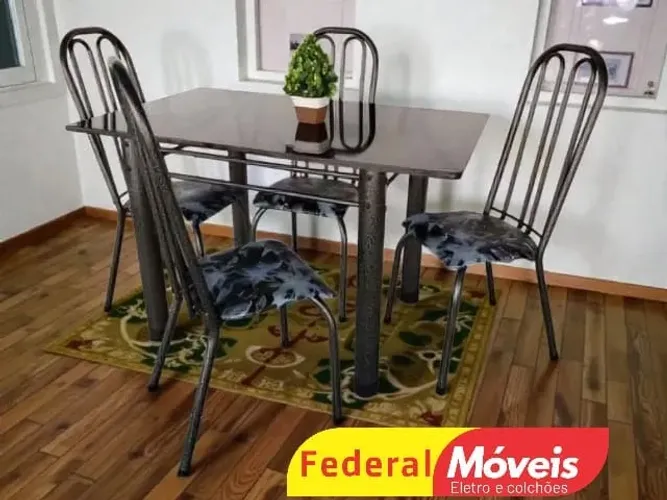 Mesa de Jantar em Ferro 1.20x75m c/ 4 cadeiras (MAIS VENDIDO)