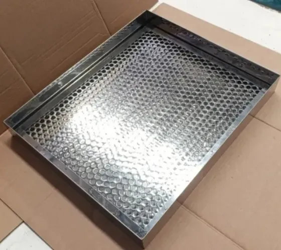 Bandeja Escorredora de Copos Salgados Pasteis Frituras em Inox 60x50x7cm Nova Furos 14mm