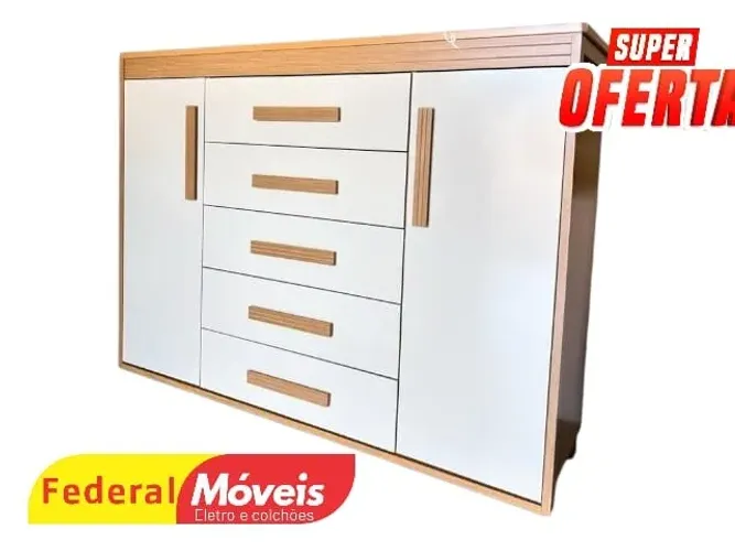 COMODA 100%MDF OFF WHITE 2PORTAS 5GAVETAS (ENTRE EM CONTATO)