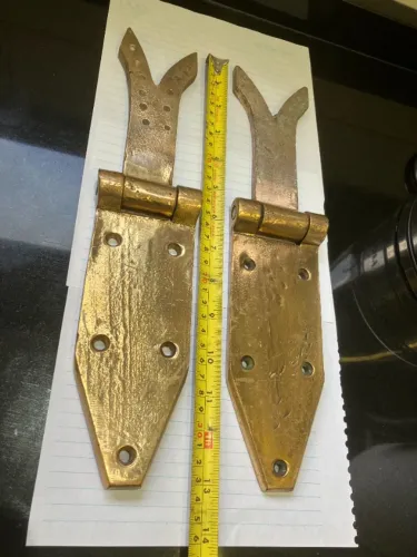 ANTIGA DOBRADIÇAS DE BRONZE/COBRE , 7 cm largura, 1 cm espessura, 1,300 kg
