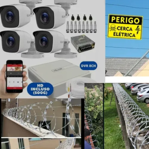 Câmera de segurança, cerca elétrica, alarme , interfone, motor de portão 