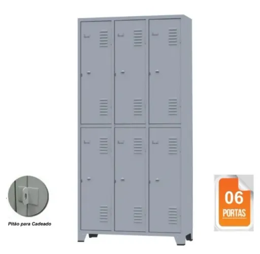 Roupeiro de Aço c/ 06 Portas Grandes - 1,96×0,93×0,36m - CZ/CZ Fazemos entrega Novo