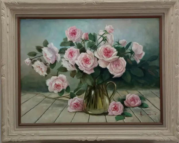 Quadro de Rosas óleo sobre tela, 60x80, Bosco