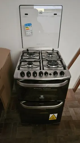 Fogão 4 Bocas Electrolux Inox/Cinza com Fornos a Gás e Elétrico