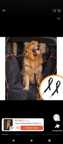Capa protetora para banco de carro cachorro