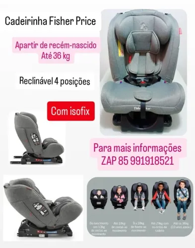 Cadeirinha infantil para carro Fisher Price com isofix