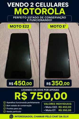 VENDO 2 CELULARES MOTOROLA - ÓTIMO ESTADO