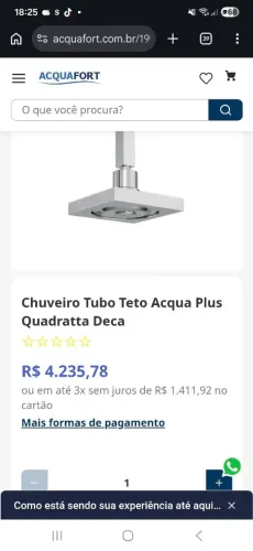 Chuveiro Tubo Teto Acqua Plus Quadratta Deca
