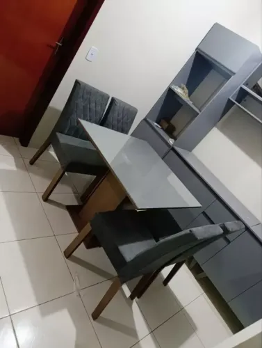 Conjunto Sala de Jantar Tampo de Vidro 4 Cadeiras Capri Madesa