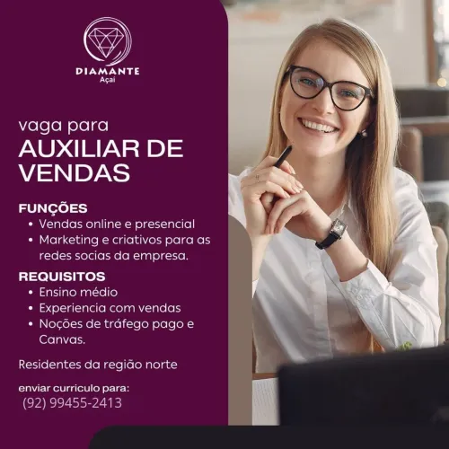Vaga de Auxiliar de Vendas 