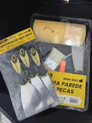 Kit Pintura 7 peças 4 espatulas, 1 rolo, 1 pincel, 1 Bandeija de pintura
