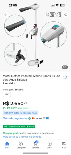 Vendo motor elétrico Marine 54lbs marinizado 