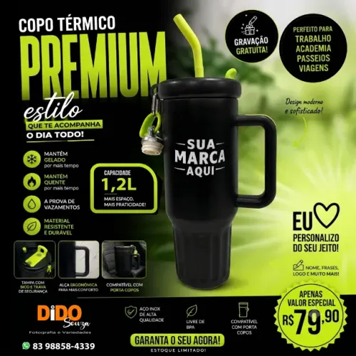 Copo térmico 1,2 litros Personalizado com seu nome ou logomarca