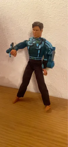 Boneco Max Steel 1998 Azul com Lâmina e Faca 