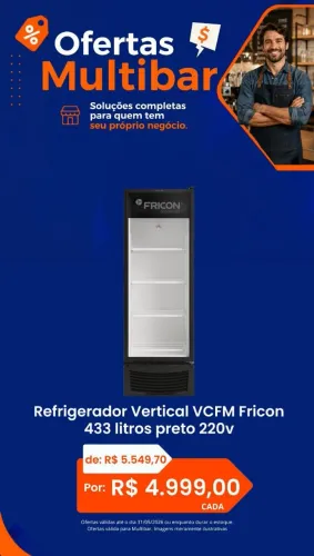 REFRIGERADORES VERTICAIS 433 LITROS PRETO/BRANCO FRICON