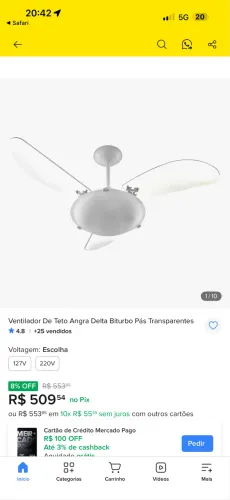 Ventilador transparente teto
