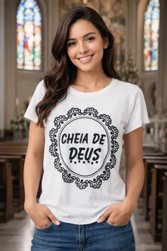 Camisa Baby Look feminina- cheia de Deus - T-shirt - tamanho M - USADA