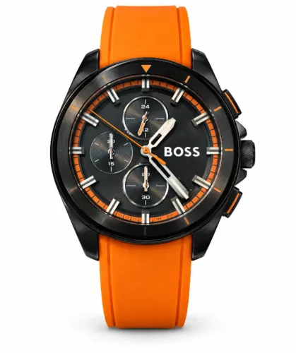 Relógio Masculino BOSS Volane 1513957 44 mm Pulseira de Silicone Laranja - Novo na Caixa