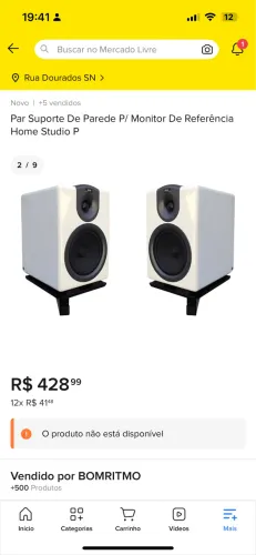 Par Suporte De Parede P/ Monitor De Referência Home Studio 