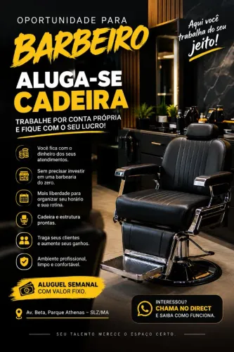 ALUGUEL DE CADEIRA PARA BARBEIRO