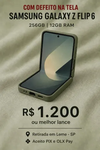 Samsung Galaxy Z Flip 6 256GB - 12GB RAM - Com defeito na tela