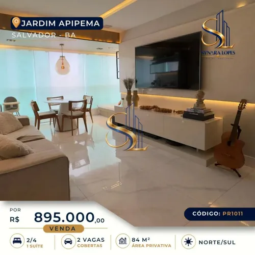 APARTAMENTO 84 M² | 2 QUARTOS | 1 SUÍTE | JARDIM APIPEMA | SALVADOR-BA