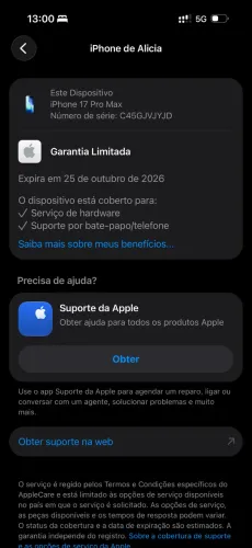 Vende-se iphone 17 pro Max , 256GB garantia Apple . Aceito proposta .